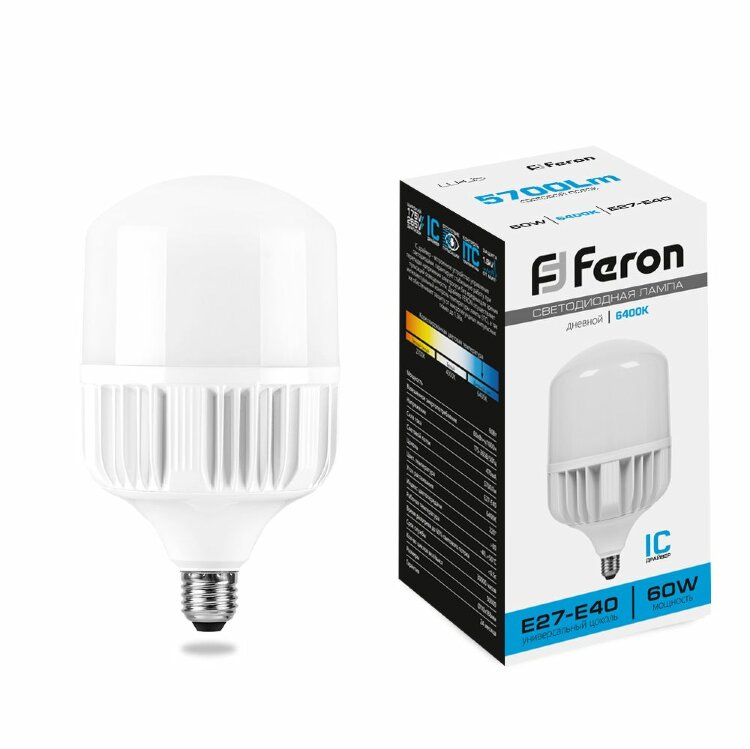 Лампа  FERON LB-65 LED 60W Е27/Е40 6400K