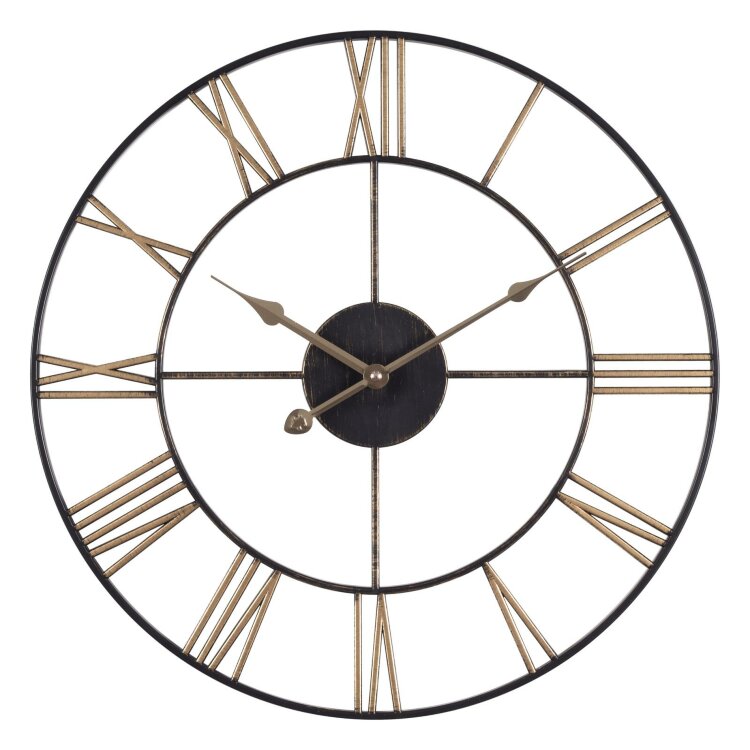 Часы настенные 47,5см, круг, корпус черный с бронзой, открытая стрелка "Классика" Рубин 4848-001