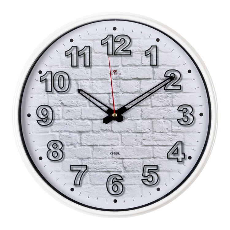 Часы настенные круг 29см  корпус белый "Кирпичи" "Рубин" 2940-110