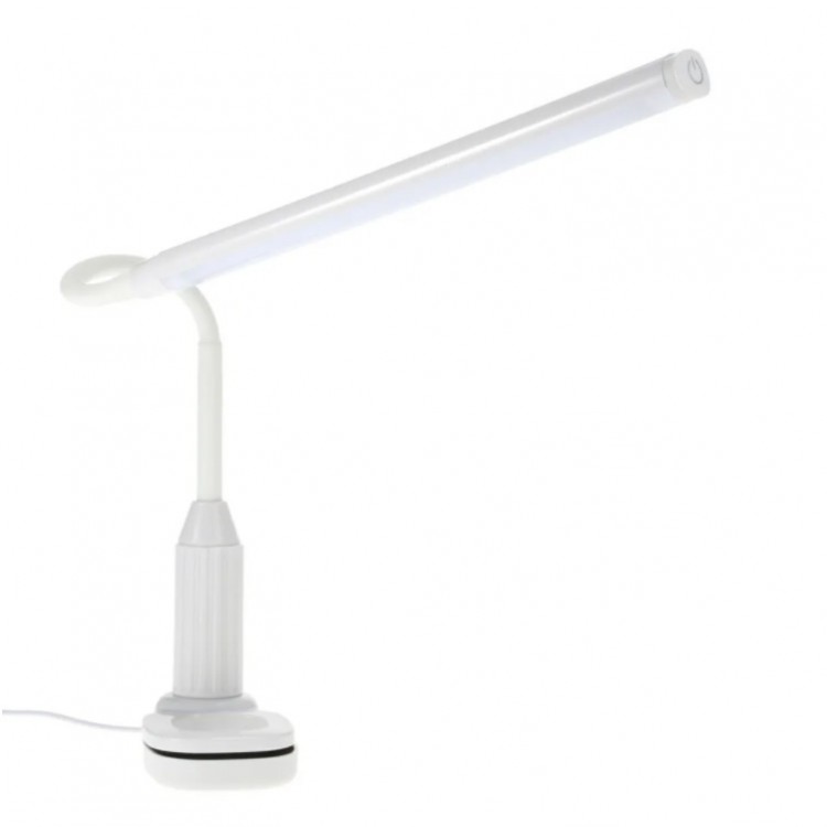 Наст. лампа UL607 (белый, 7Вт, LED 5000K, струбц, сенсорный, с диммир., высота 30см)