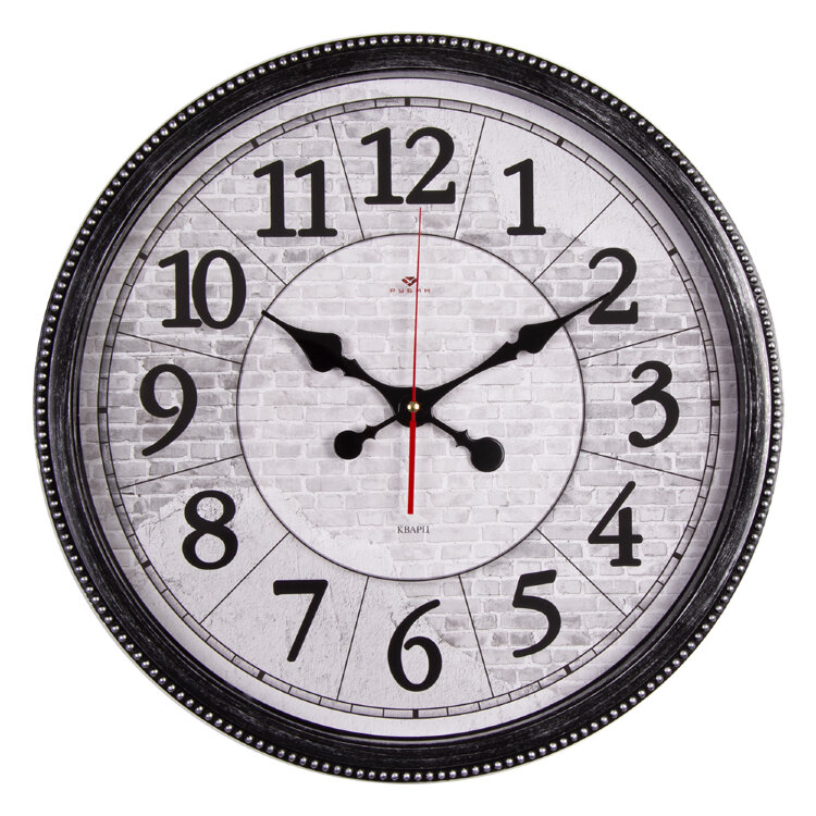 Часы настенные 49,5см, корпус черный с серебром "Лофт" "Рубин" 4844-005