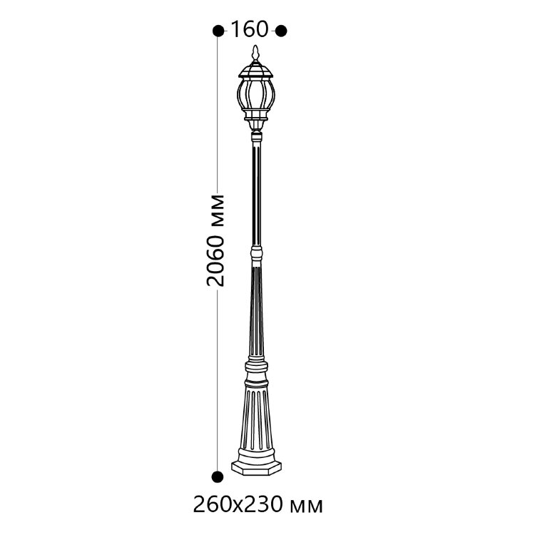 Уличный светильник FERON 8111 100W столб черный
