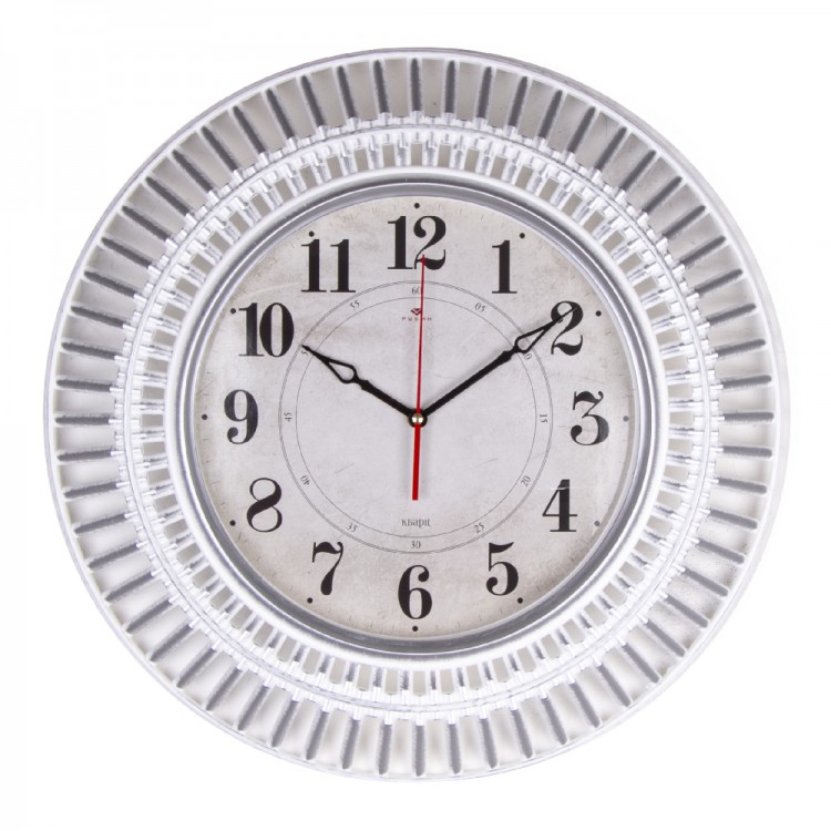 Часы настенные круг 51см  корпус белый с серебром "Классика" "Рубин" 5029-002W