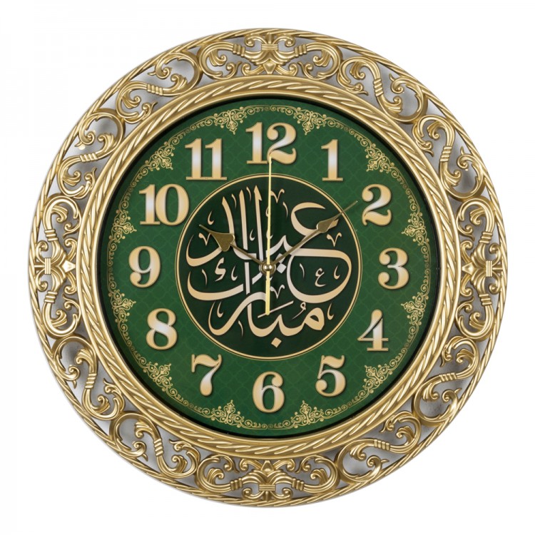 Часы настенные круг с узором 39,5см  корпус золотой 