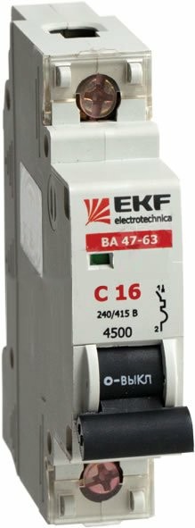 Автоматический выкл. EKF ВА 47-63 2Р 16А (C) 4,5кА