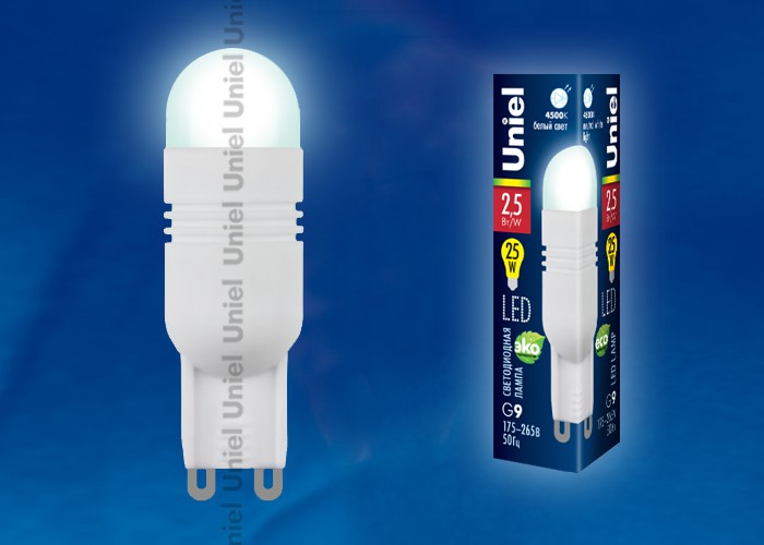 Лампа светодиодная  Uniel LED-JCD-9W/4000K/G9/CL GLZ09TR