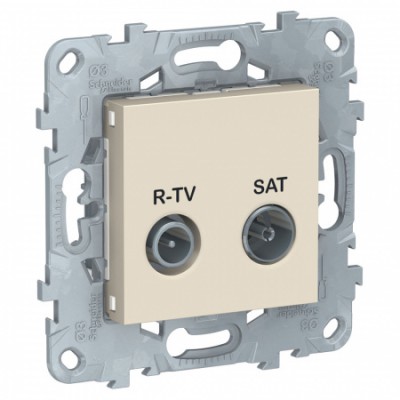 SE Unica New Беж Розетка R-TV/SAT, проходная, Schneider Electric SE NU545644