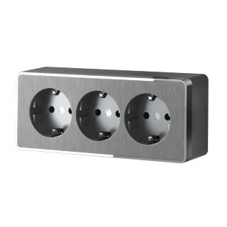 Werkel Gallant Розетка 3-ая с/з со шторками  W5073104 графит рифленый