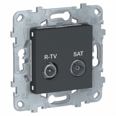 SE Unica New Антрацит Розетка R-TV/SAT, проходная, Schneider Electric SE NU545654