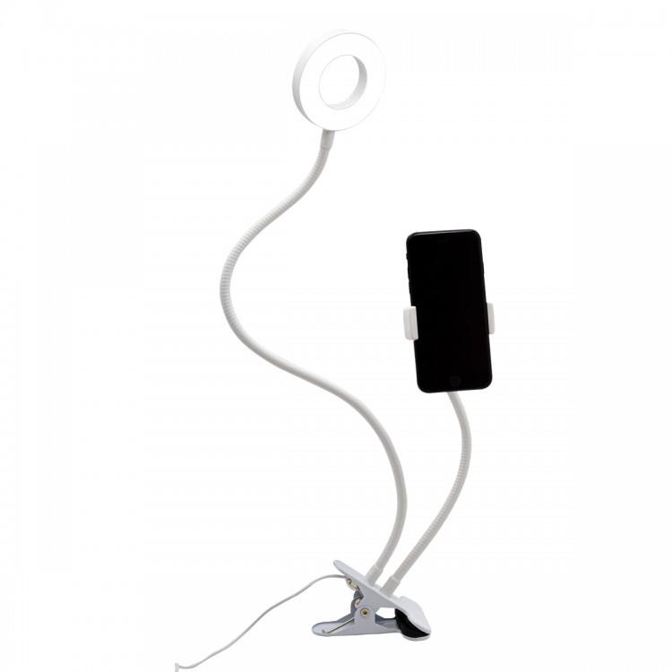 Наст. лампа TL-604 (W, белый, кольцевой, светод. на прищепке, с регулир.яркостью, цветом св. 12Вт)