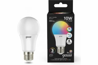 Лампа Gauss LED 102102410 10W A60 E27 RGBW+DIMM