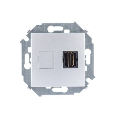 Розетка SIMON 15 для подкл. HDMI-разъема аудио/видео v1.4 тип А алюминий 1591407-033