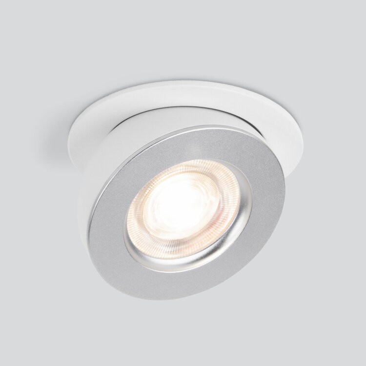 Встраиваемый точечный светодиодный светильник Elektrostandard Pruno белый/серебро 8W 4200К (25080/LED)