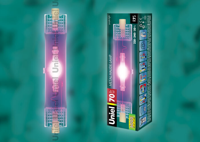 Лампа металлогалог Uniel MH-DE-70/PURPLE/RX7s пурпурный