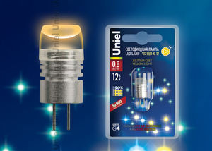 Лампа светодиодная  Uniel LED-JC-12/0.8W/YELLOW/G4 желтый Уценка