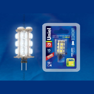 Лампа светодиодная  Uniel LED-JC-12/0.9W/DW/G4 75lm Corn Уценка!