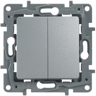 Legrand Etika Алюминий Выключатель 2-кл  авт.клеммы, 10 AX, 250 В