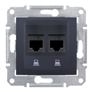 SE Sedna Розетка компьютерная 2-ая RJ45 кат. 5e UTP Графит