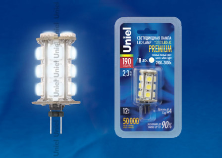 Лампа светодиодная  Uniel LED-JC-12/2.3W/DW/G4 220lm Corn Уценка