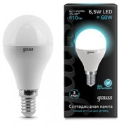 Лампа Gauss LED 6,5W 105101207 4100K E14 шар