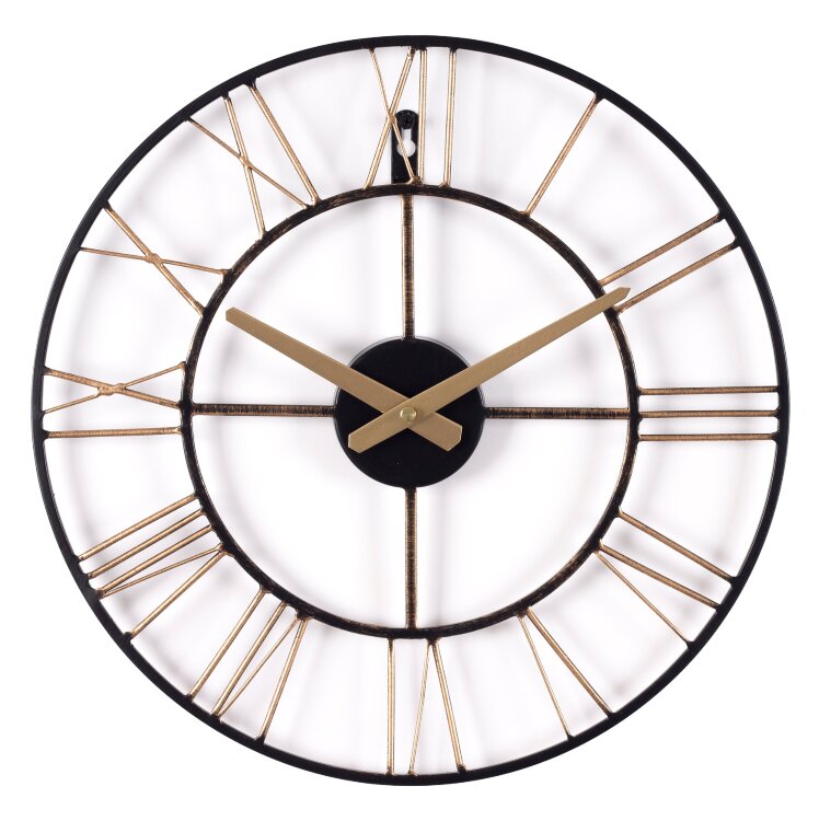 Часы настенные из металла 40см черный с бронзом "Лофт 2" Рубин 4022-002