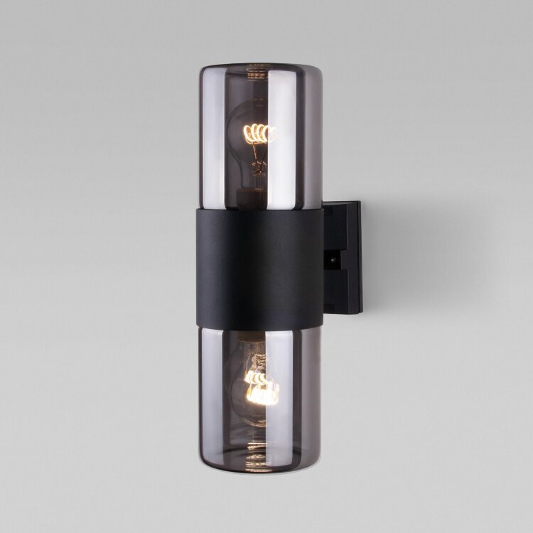 Уличный настенный светильник Elektrostandard Roil (35125/D) чёрный/дымчатый плафон