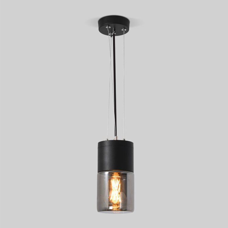 Уличный подвесной светодиодный светильник Elektrostandard Roil (35125/H) чёрный/дымчатый плафон