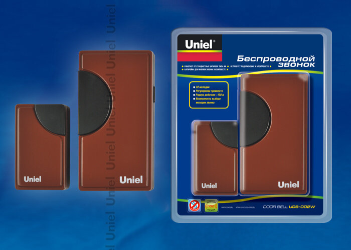 Звонок беспроводной UNIEL UDB-002W-R1T1-32S-100M-RD красный