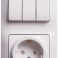 SE Glossa Бел Блок: розетка с/з со шторками и 3-кл. выключатель, Schneider Electric, Белый, GSL000178