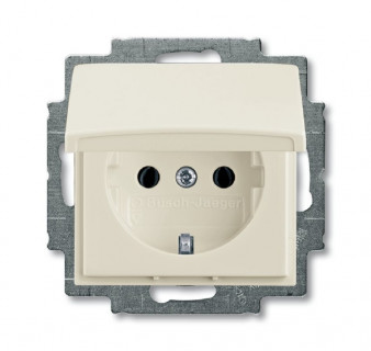 ABB Basic 55 Шале Розетка 2Р+Е 16А с крышкой