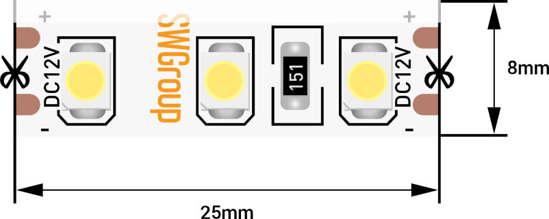 Лента светодиодная SWG3120-12-9.6-WW-66-M | 12В | 120SMD*3528 | 9,6W/m | 3000 | IP66