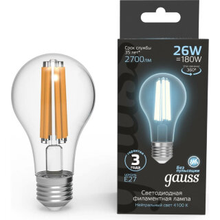 Лампа Gauss LED Filament A70 26W 102902226 4100K E27