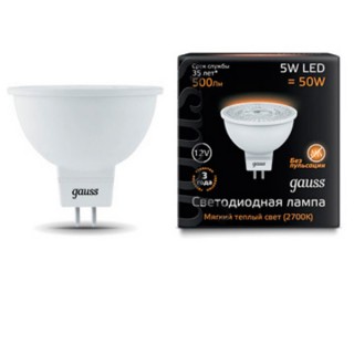 Лампа Gauss LED MR16 5W 101505105 3000K GU5.3 Lens