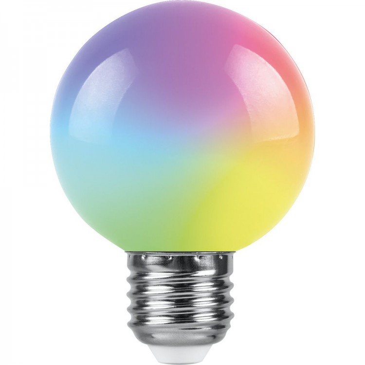 Лампа  FERON светод. LB-371 3W 230V E27 G60 матовый, RGB (плавная смена света)