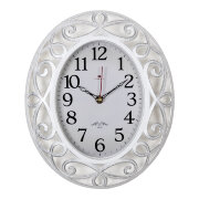 Часы настенные 31*26см, овал, корпус белый с серебром "Классика" "Рубин" 3126-001