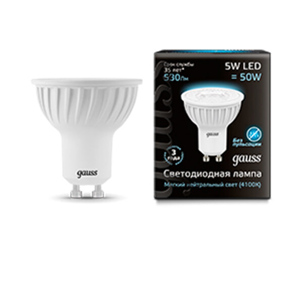 Лампа Gauss LED MR16 5W 101506205 4100K GU10 Lens