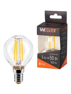 Лампа WOLTA Led Filament 25S45GLFT 5W E14 4000K шар (135) (Уценка)
