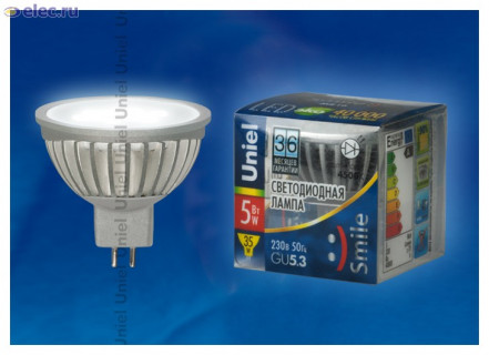 Лампа светодиодная  Uniel LED-JCDR-5W/WW/GU5.3/FR ALS01SL (362) Уценка