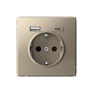 ARTGALLERY розетка 16А с 2 USB A+C, 5В/2,4А/3,0А, 2х5В/1,5А, механизм, шампань GAL000532 Systeme Ele
