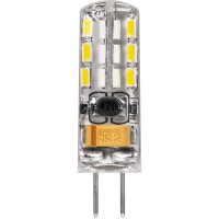 Лампа  FERON светод. LB-420 24LED(2W) 12V G4 2700K AC/DC капсула силикон (пост.+перем. ток) (072)