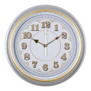Часы настенные 35см, круг, рама серебрянная с золотым кольцом "Классика" "Рубин" 3527-139