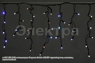 Бахрома светод. 3*0,6м (140LED) A-020 RGB провод черный, многоцвет, морозостойкая, с контроллером