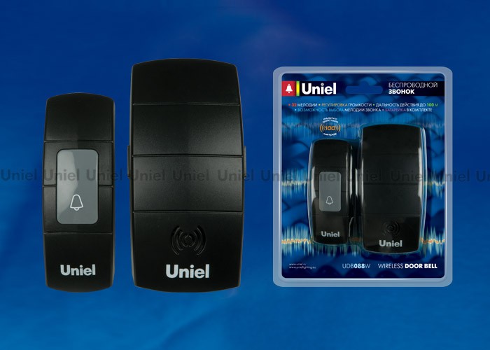 Звонок беспроводной UNIEL UDB-088W-R1T1-32S-100M-BL черный