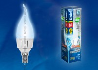 Лампа светодиодная  Uniel LED-CW37-6W/NW/E14/FR DIM серия Palazzo (097)
