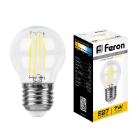 Лампа  FERON LB-52 (7W) 230V E27 2700K филамент G45 (266)