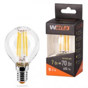 Лампа WOLTA Led Filament 25Y45GLFT 7W E14 3000К шар (875)