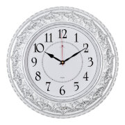 Часы настенные 38см, круг, корпус белый с серебром, " Классика" "Рубин" 3825-006
