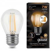 Лампа Gauss LED Filament 7W 105802107-S 2700K E27 шар диммир.