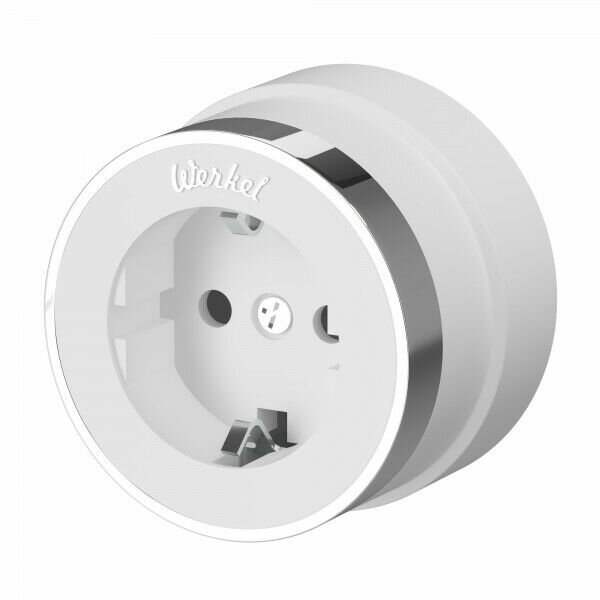 Розетка с заземлением (белый матовый/хром) Werkel W5871050