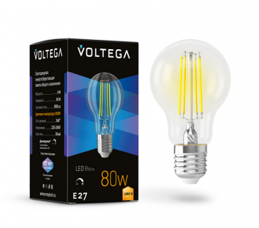 Лампа светодиодная Crystal A60 8W 3000K E27 DIM 340°